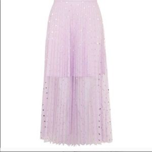 Lilac foil polka dot midi skirt